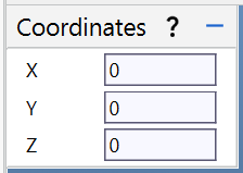Coordinates panel with X, Y and Z fields