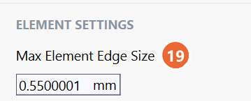 Element settings with the Max Element Edge Size of the selected faces, 0.55 mm