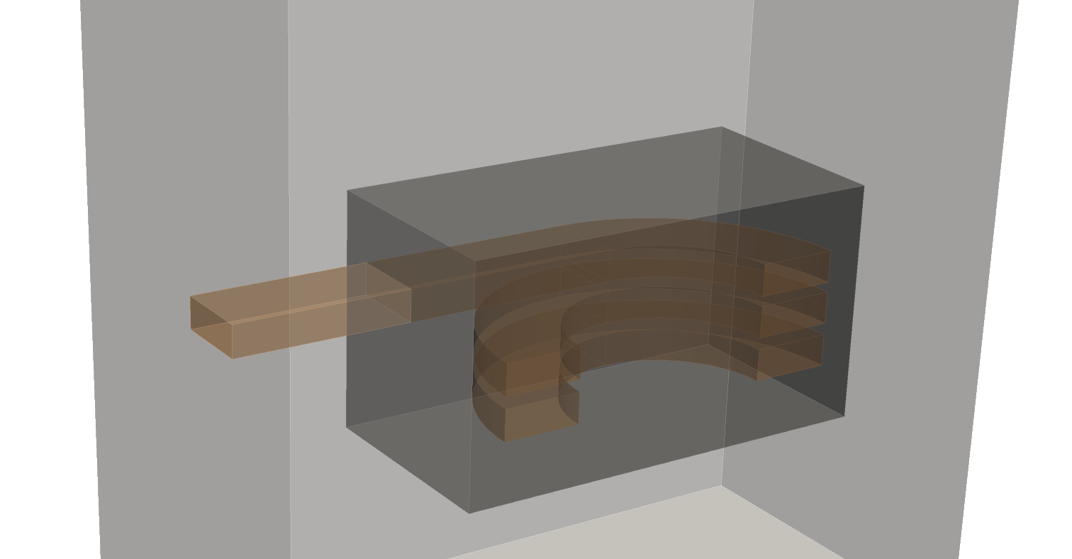 A component that looks non-symmetric, reduced to a symmetric half by the xy plane