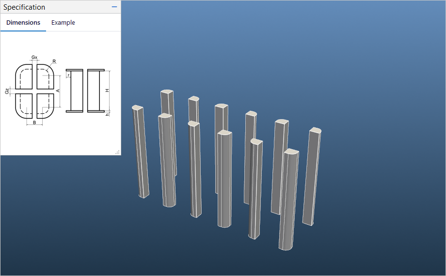 Bobbin dimension drawing and the twelve corner spacers in an angled 3D view