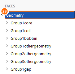 Heat tab face list with Geometry selected