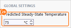 Heat tab global setting Predicted Steady-State Temperature 75 degrees