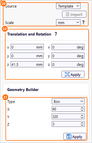 Group1othergeometry settings with Box 60 by 320 by 3 mm and z translation 41.5 mm