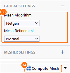 Mesh global settings with Netgen and Normal and the Compute Mesh button