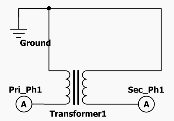 Circuit schematic with the transformer and a current source on each side