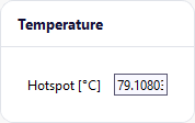 Temperature panel with the hotspot of 79.1 degrees