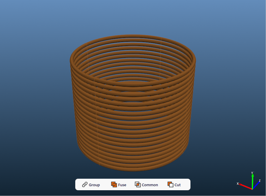 Two parallel 10-turn wires in an angled 3D view