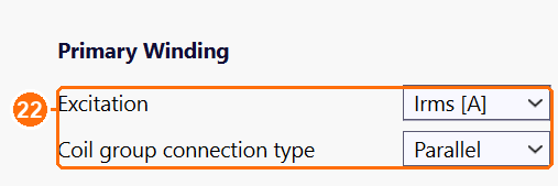 Primary Winding with Irms excitation and Parallel connection