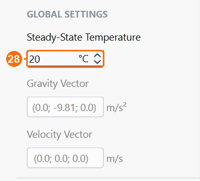 Heat tab global settings with Steady-State Temperature 20 degrees