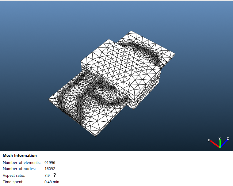 Mesh of the planar inductor with the mesh information