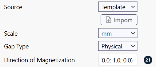 Core group settings with Direction of Magnetization