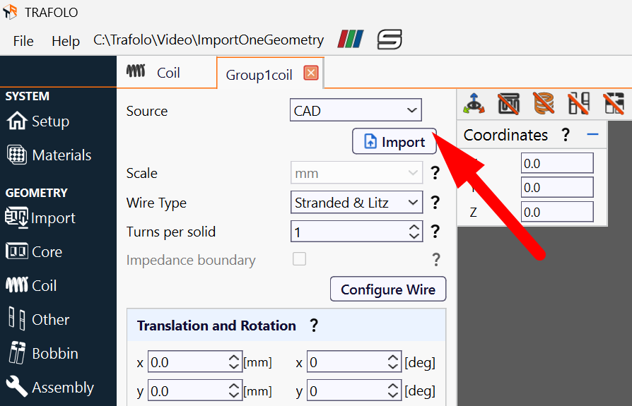 Importing CAD file