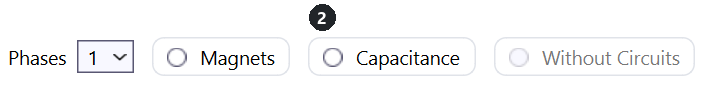 Setup tab options row with Phases, Magnets, Capacitance and Without Circuits